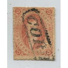 ARGENTINA 1867 GJ 28Ab RIVADAVIA ESTAMPILLA DE 6ta TIRADA COLOR ROJO PARDO ANARANJADO SUPER NITIDA CON VARIEDAD DOBLE IMPRESIÓN PARCIAL VER ANGULO SUPERIOR IZQUIERDO Y 